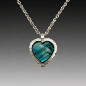 Labradorite Heart With Sterling Silver Chain