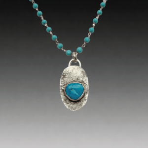 Turquoise Heart with Turquoise Beaded Chain