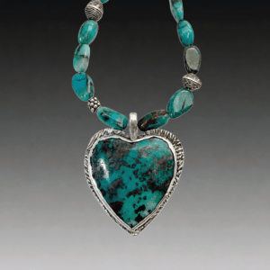 Turquoise Heart With Beaded Chain