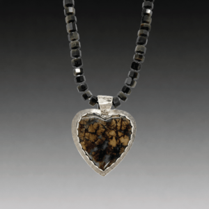 Brown Heart with Onyx Beads