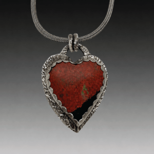 Red Heart in Silver